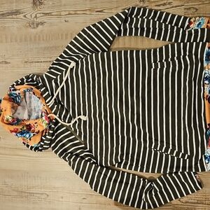 Ampersand Khaki Green And Peach Floral Hoodie